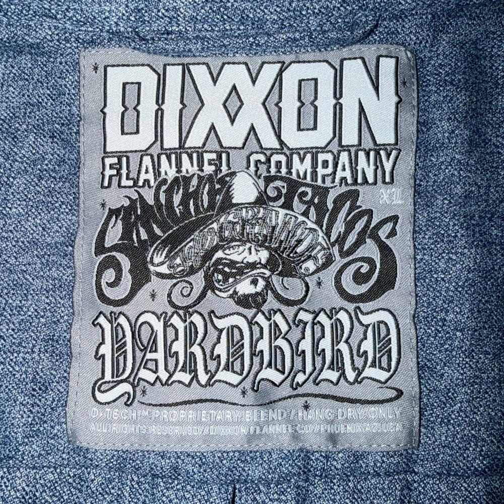 DIXXON "Sanchos Tacos Yardbird" Blue Flannel Shirt Men's XL - Picture 3 of 3